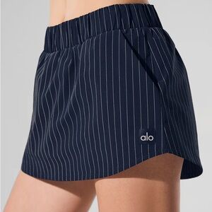 ALO Yoga Pinstripe Daylight Mini Skirt Navy